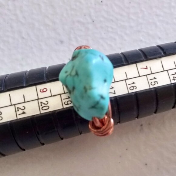 Size 8 ~ Modern Mystic Western Chic ~ Copper & Turquoise Magnesite Nugget Ring - Picture 10 of 13